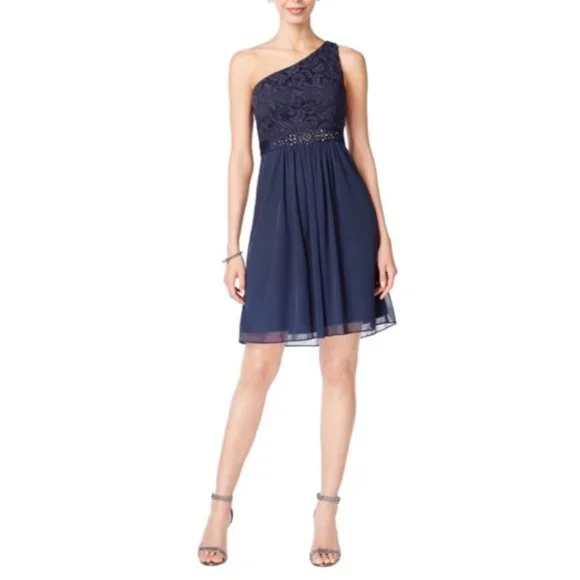 Adrianna Papell | Dresses | Adrianna Papell Midnight Blue One Shoulder Stretch Tulle Lace Cocktail Dress | Poshmark Adrianna Papell | Dresses | Adrianna Papell Midnight Blue One Shoulder Stretch Tulle Lace Cocktail Dress | Poshmark